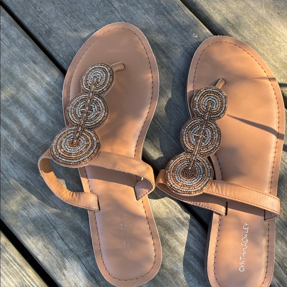 Cynthia Rowley Brown Beaded Sandals